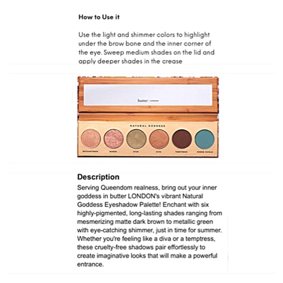 🆕 BUTTER LONDON NATURAL GODDESS EYESHADOW PALETTE Highly Pigmented DISCONTINUED - Picture 14 of 15